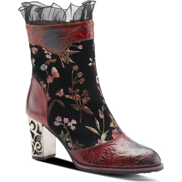 L'Artiste by Spring Step Womens Gaga Leather Mid-Calf Boots -- Red Mlti, 35M NEW - Picture 1 of 7